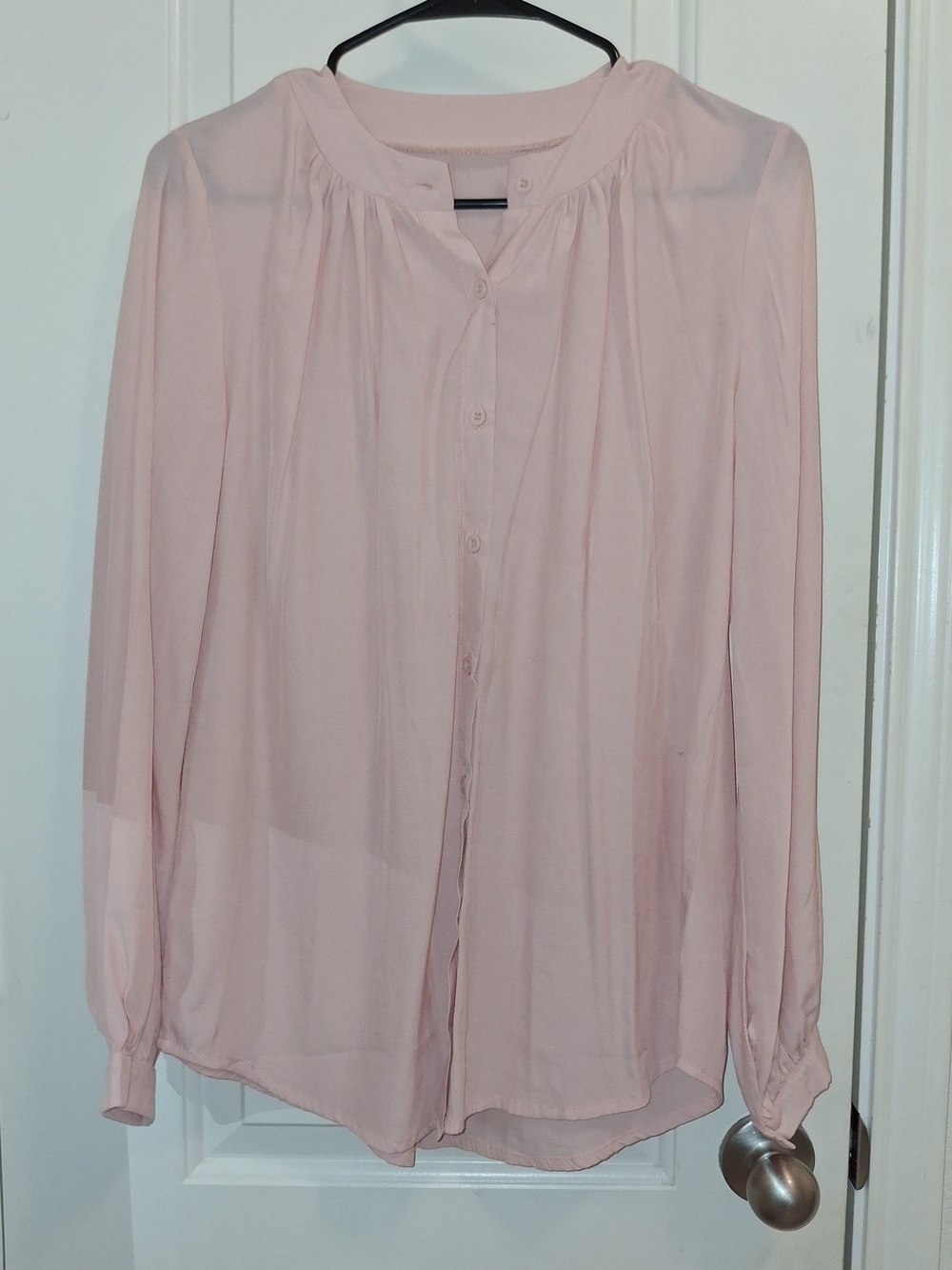 Light Pink Women's Button-Front Blouse